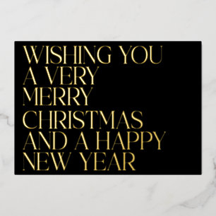 Aangepaste Elegante Zwarte Chic Foto Kerstmis Goud Folie Feestdagenkaart