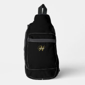 Aangepaste Elegante Zwarte Gouden Initiaal Monogra Sling Bag (Voorkant)