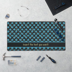 Aangepaste elegantie: Zwart & Blauw Bloemen Bureaumat