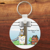 Aangepaste elektrische lijnman - Mannelijke Cartoo Sleutelhanger (Voorkant)