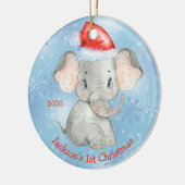 Aangepaste Elephant 1-e Kerstbaby Boy Keramisch Ornament (Links)