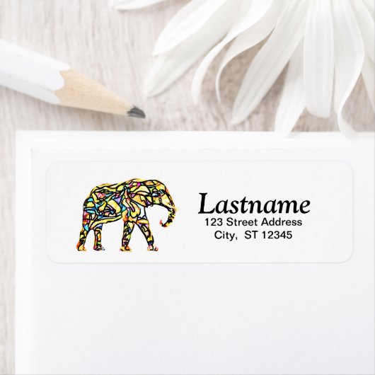 Aangepaste Elephant Return Address Labels (Insitu)
