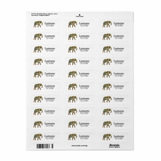 Aangepaste Elephant Return Address Labels (Full Sheet)