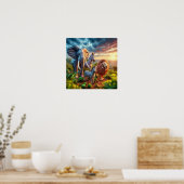 Aangepaste Elephant Zebra en Lion Wall Poster (Keuken)