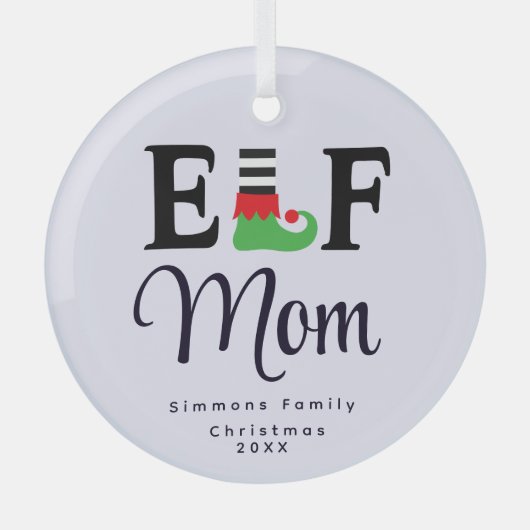 Aangepaste Elf Mom Ornament, Gepersonaliseerde Kee Glas Ornament (Voorkant)