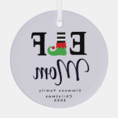 Aangepaste Elf Mom Ornament, Gepersonaliseerde Kee Glas Ornament (Achterkant)