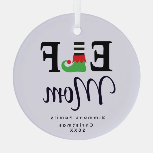 Aangepaste Elf Mom Ornament, Gepersonaliseerde Kee Glas Ornament (Achterkant)