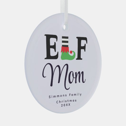 Aangepaste Elf Mom Ornament, Gepersonaliseerde Kee Glas Ornament (Voorkant Rechts)