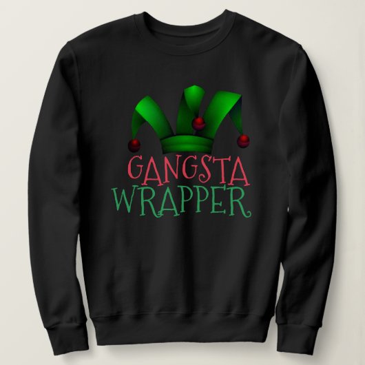 Aangepaste Elf Santa Helper Gangsta Wrapper Kerstm Trui (Design voorkant)