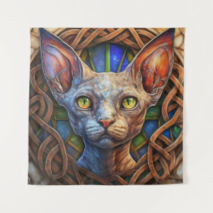 Aangepaste Elf Sphynx Cat Keltische Wall Art Decor Wandkleed