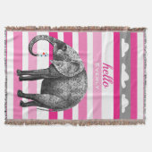 Aangepaste ellephant roze gestreepte wolken deken (Voorkant)