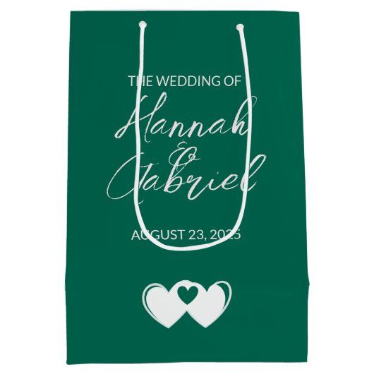 Aangepaste Emerald Green Gift Bag Medium Cadeauzakje (Achterkant)