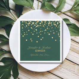Aangepaste EMERALD Green Gold Confetti Wedding Servet