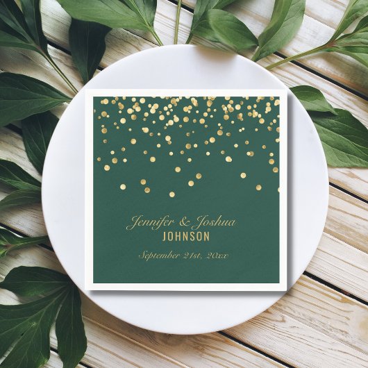 Aangepaste EMERALD Green Gold Confetti Wedding Servet