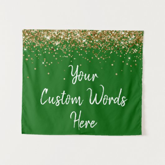 Aangepaste Emerald Verjaardagsfeest Gouden Fotocab Wandkleed (Voorkant (horizontaal))