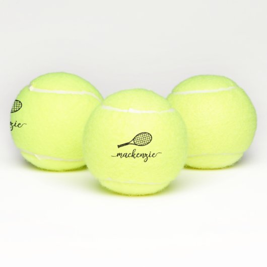 Aangepaste eminine moderne scriptnaam elegant tennisballen (Multi)