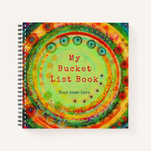 Aangepaste emmerlijst Inspirerend Kleurrijke Plezi Notitieboek (Voorkant)