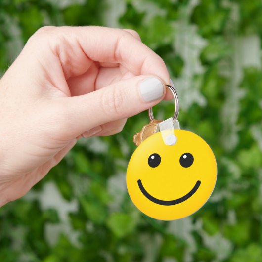 Aangepaste Emoji Stijl Gele Gezicht Stijlvolle Sle Sleutelhanger (Hand)