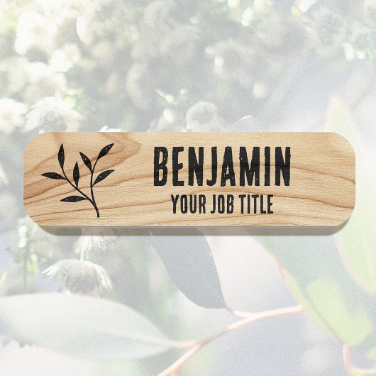 Aangepaste Employee Botanische Zwarte Magnetische Naamplaatje