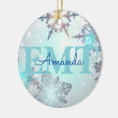 Aangepaste EMT Ice Blue Snowflake Keramisch Ornament (Links)