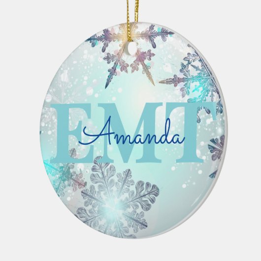 Aangepaste EMT Ice Blue Snowflake Keramisch Ornament (Links)