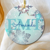 Aangepaste EMT Ice Blue Snowflake Keramisch Ornament