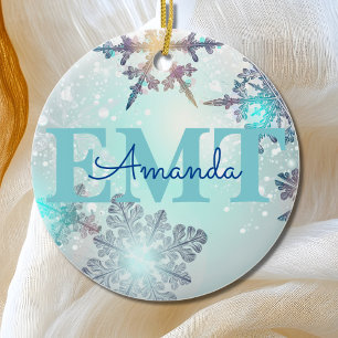 Aangepaste EMT Ice Blue Snowflake Keramisch Ornament
