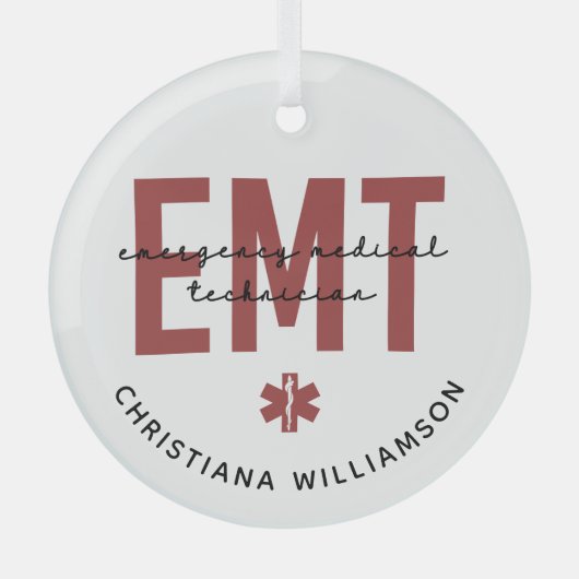 Aangepaste EMT-noodtechnicus Glas Ornament (Voorkant)