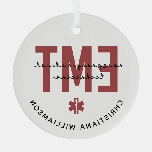 Aangepaste EMT-noodtechnicus Glas Ornament (Achterkant)