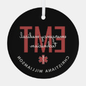 Aangepaste EMT-noodtechnicus Glas Ornament (Achterkant)