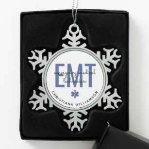 Aangepaste EMT-noodtechnicus Tin Sneeuwvlok Ornament