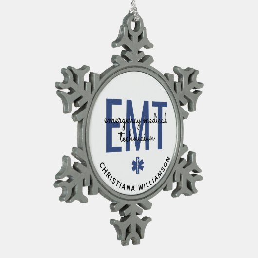 Aangepaste EMT-noodtechnicus Tin Sneeuwvlok Ornament (Links)