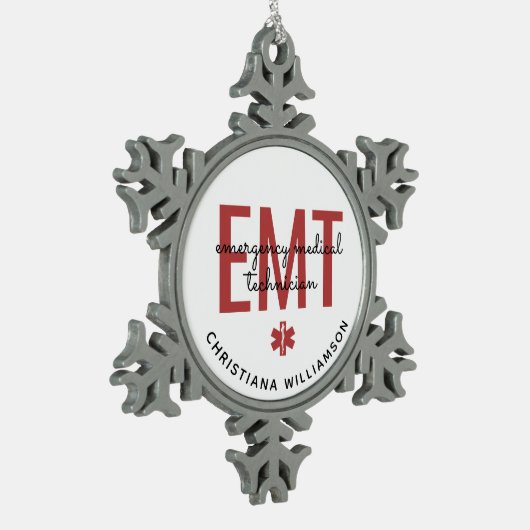 Aangepaste EMT-noodtechnicus Tin Sneeuwvlok Ornament (Links)