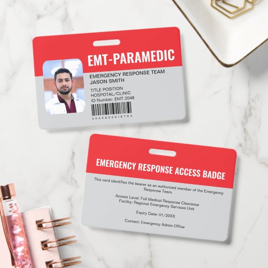 Aangepaste EMT-paramedic noodetoegang grijs Badge (Kantoor)