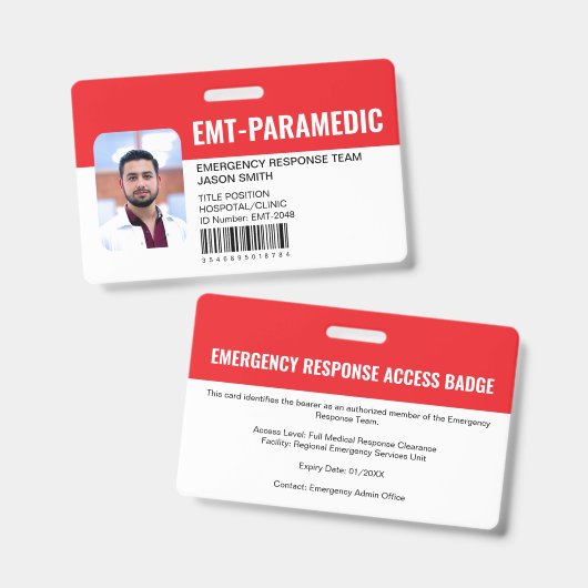 Aangepaste EMT-paramedic noodetoegang Rood Badge (Voor- en achterkant)