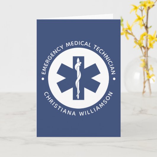 Aangepaste EMT Symbool Medische technicus Kaart (Gele Bloem)