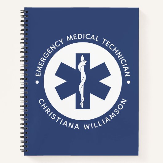 Aangepaste EMT Symbool Medische technicus Notitieboek (Voorkant)