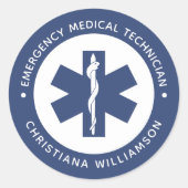 Aangepaste EMT Symbool Medische technicus Ronde Sticker (Voorkant)