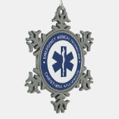 Aangepaste EMT Symbool Medische technicus Tin Sneeuwvlok Ornament (Links)