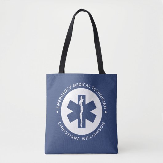 Aangepaste EMT Symbool Medische technicus Tote Bag (Voorkant)