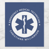 Aangepaste EMT Symbool Medische technicus Wijn Etiket (Enkel label)