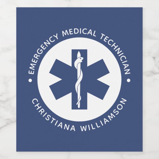 Aangepaste EMT Symbool Medische technicus Wijn Etiket (Enkel label)