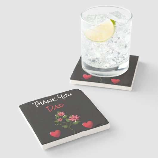 Aangepaste en gepersonaliseerde bloemengeschenk stenen onderzetter (Zijkant)