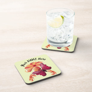 Aangepaste en gepersonaliseerde bloemvlinder  bier onderzetter