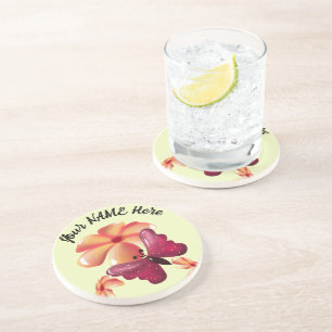 Aangepaste en gepersonaliseerde bloemvlinder  zandsteen onderzetter