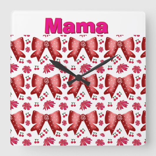 Aangepaste en gepersonaliseerde Cute Coquette Cade Vierkante Klok (Voorkant)
