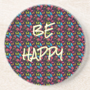 Aangepaste en gepersonaliseerde Kleurrijke Vlinder Zandsteen Onderzetter