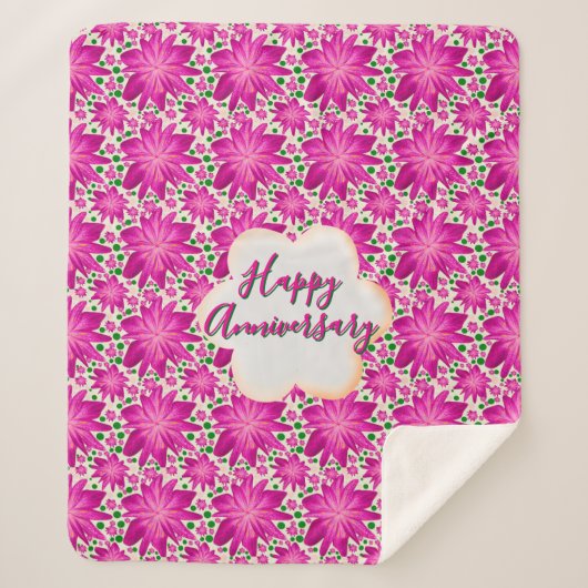 Aangepaste en gepersonaliseerde roze bloemstukken sherpa deken (Voorkant)