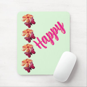 Aangepaste en gepersonaliseerde vlinder en bloem muismat