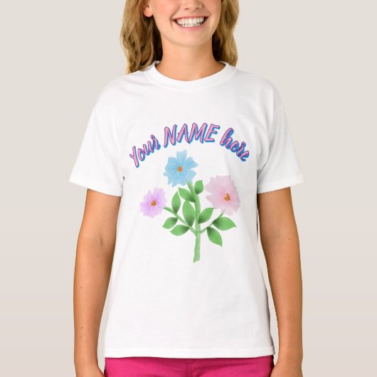 Aangepaste en gepersonaliseerde waterverf bloemeng t-shirt (Voorkant)